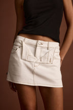 Hilly White Denim Micro Mini Skirt