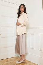 Champagne Classic-Fit 3/4 Sleeve Satin Blazer