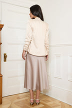 Champagne Classic-Fit 3/4 Sleeve Satin Blazer
