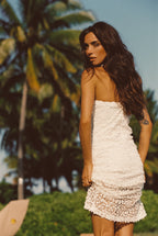 Hannah White Floral Applique Midi Dress