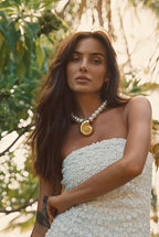 Hannah White Floral Applique Midi Dress