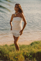 Hannah White Floral Applique Midi Dress