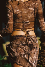 Hasey Mocha Snake Mesh Wrap Top