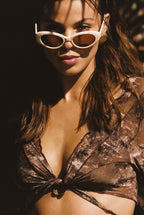 Hasey Mocha Snake Mesh Wrap Top