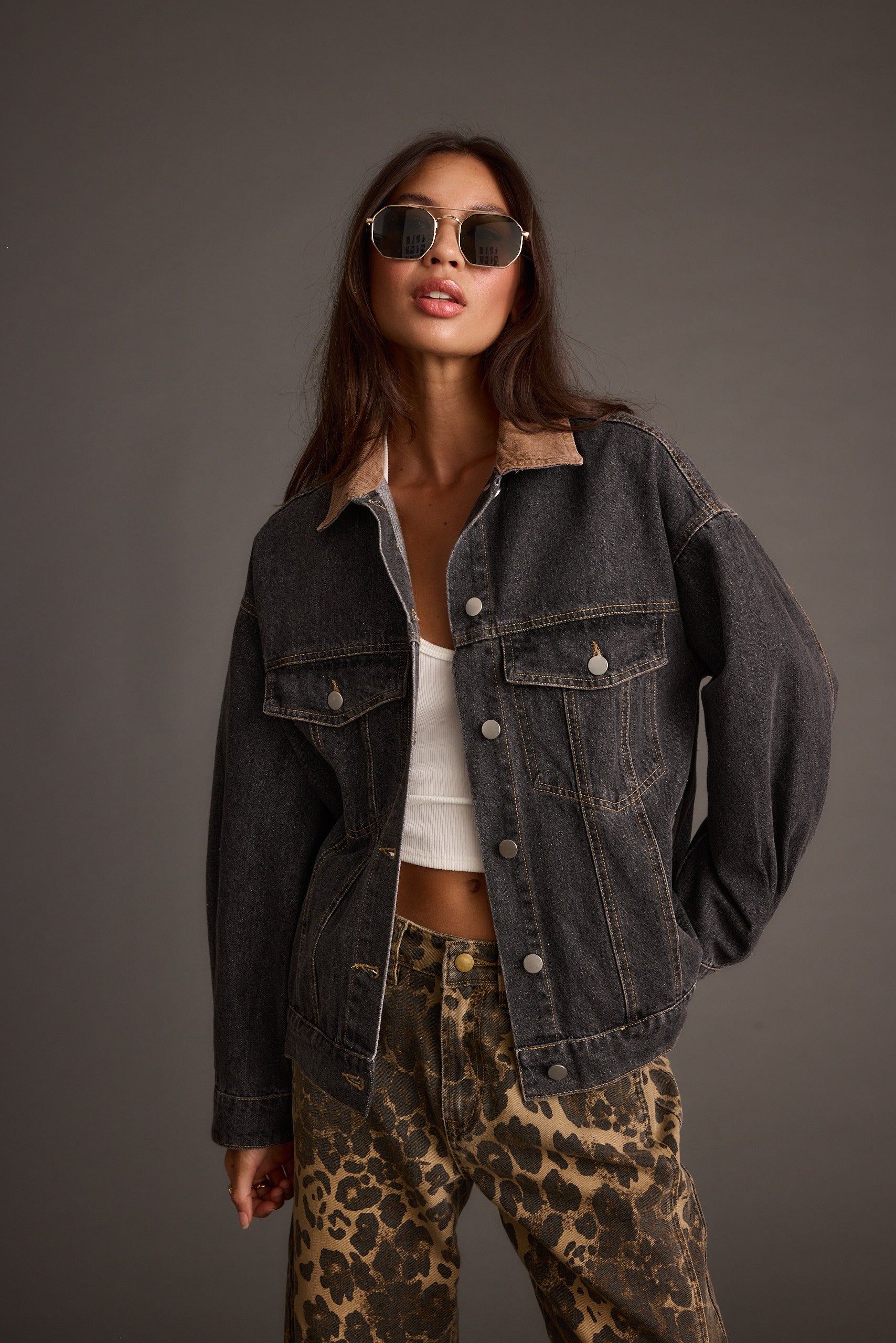 Hayes Washed Black Denim Barn Jacket