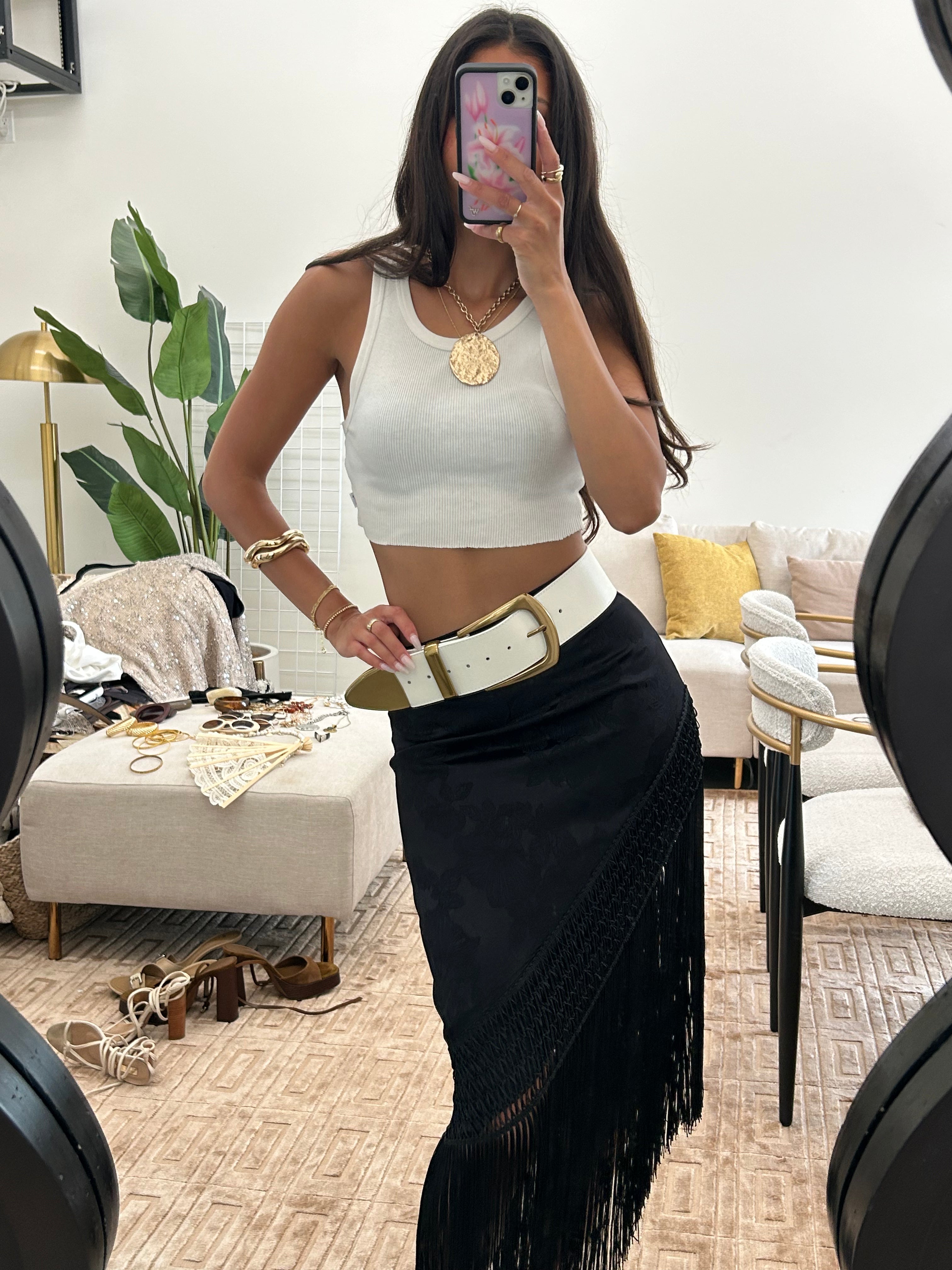 Jasper White And Gold Statement Belt