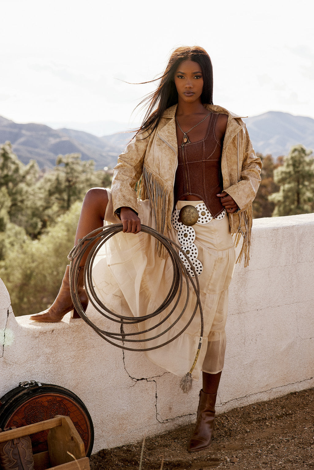 Jolene Beige Tulle Tier Maxi Skirt