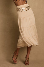 Jolene Beige Tulle Tier Maxi Skirt
