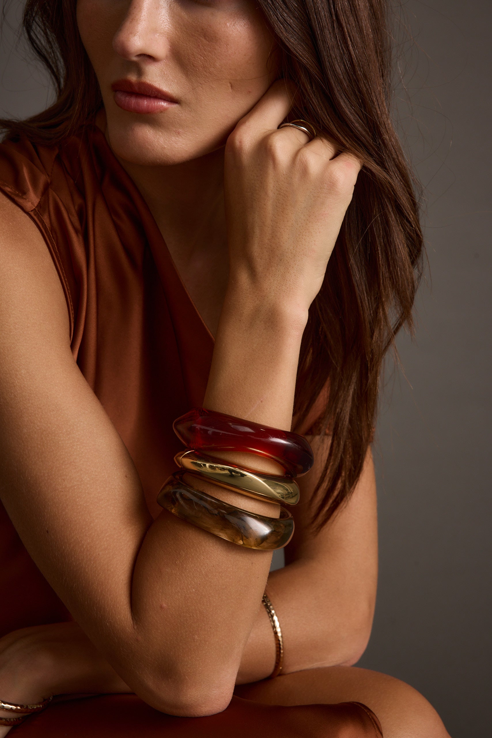 Juna Set of 3 Gold and Resin Bangles