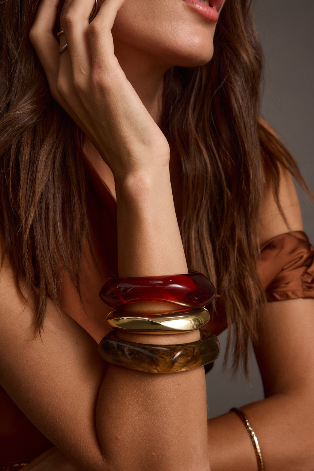 Juna Set of 3 Gold and Resin Bangles