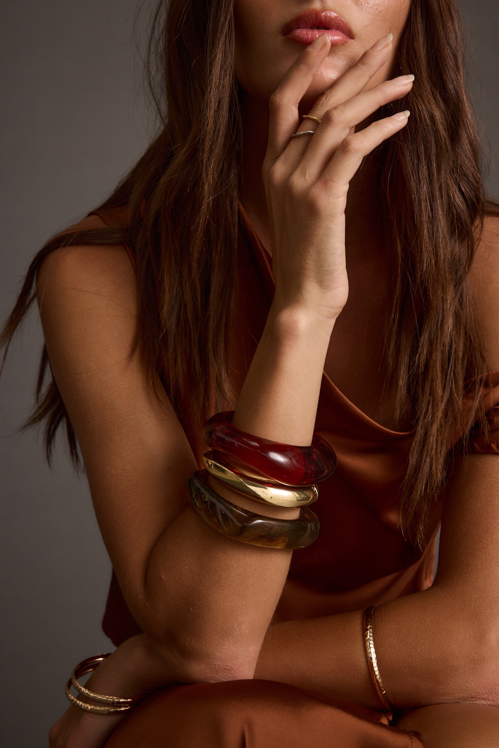 Juna Set of 3 Gold and Resin Bangles
