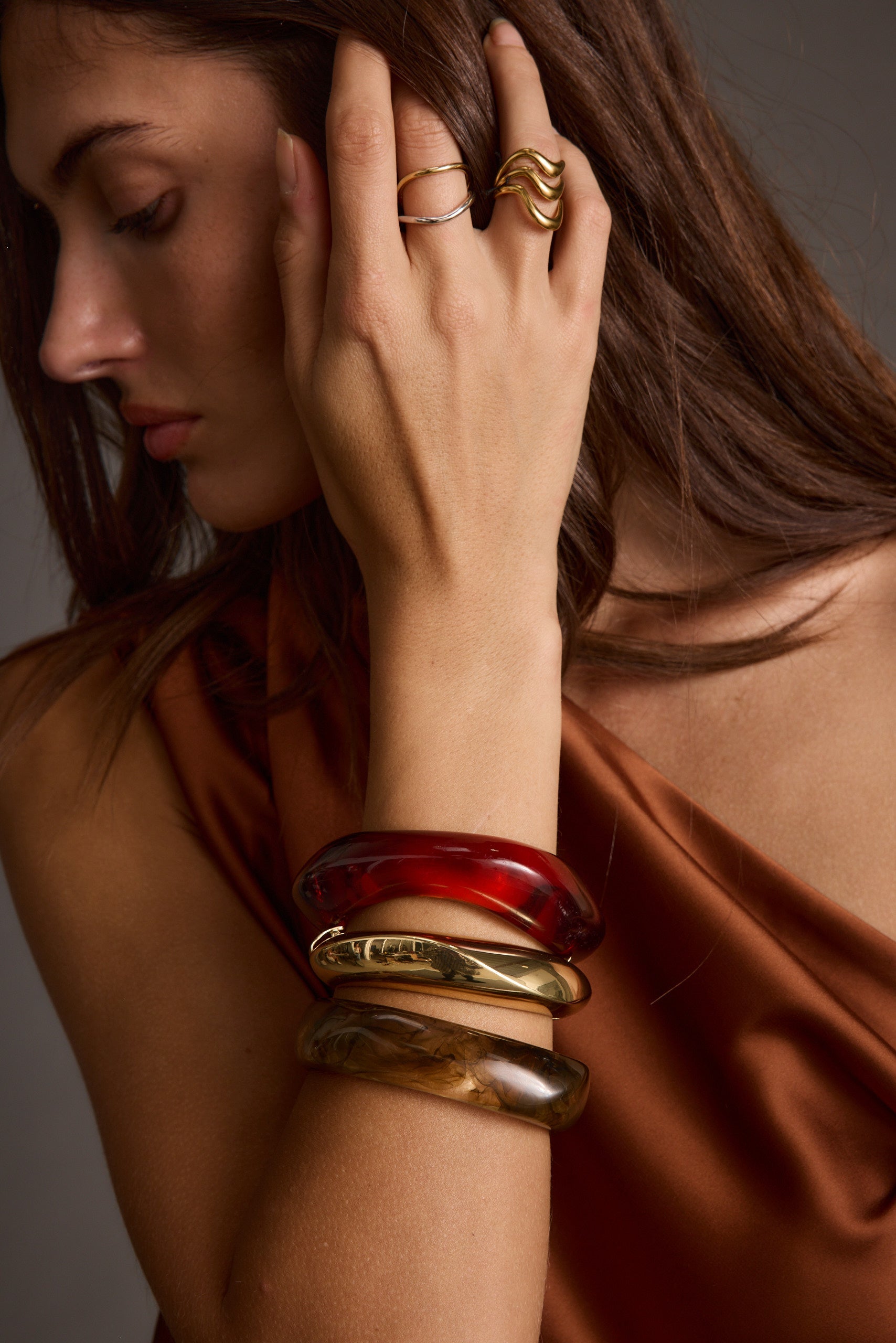 Juna Set of 3 Gold and Resin Bangles