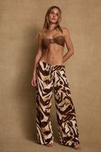 Clear Breeze Mocha Zebra Satin Pants