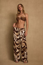 Clear Breeze Mocha Zebra Satin Pants