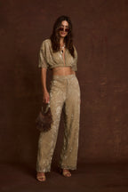 Kaia Gold Metallic Crop Top