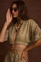Kaia Gold Metallic Crop Top
