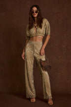 Kaia Gold Metallic Crop Top