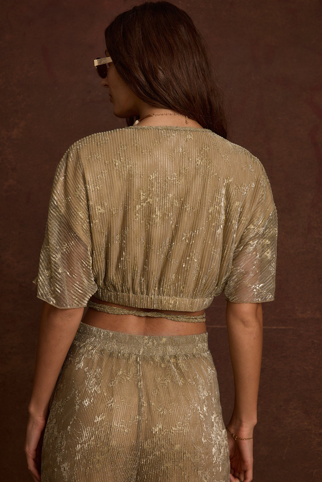 Kaia Gold Metallic Crop Top