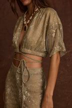 Kaia Gold Metallic Crop Top