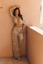 Kaia Gold Metallic Crop Top