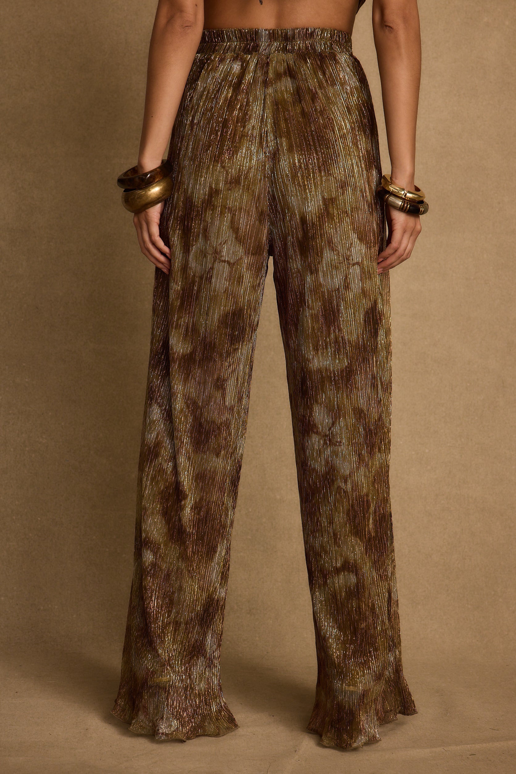Kaia Moss Metallic Floral Pants
