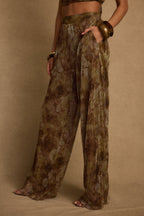 Kaia Moss Metallic Floral Pants
