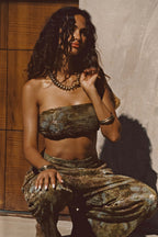 Kaia Moss Metallic Floral Pants