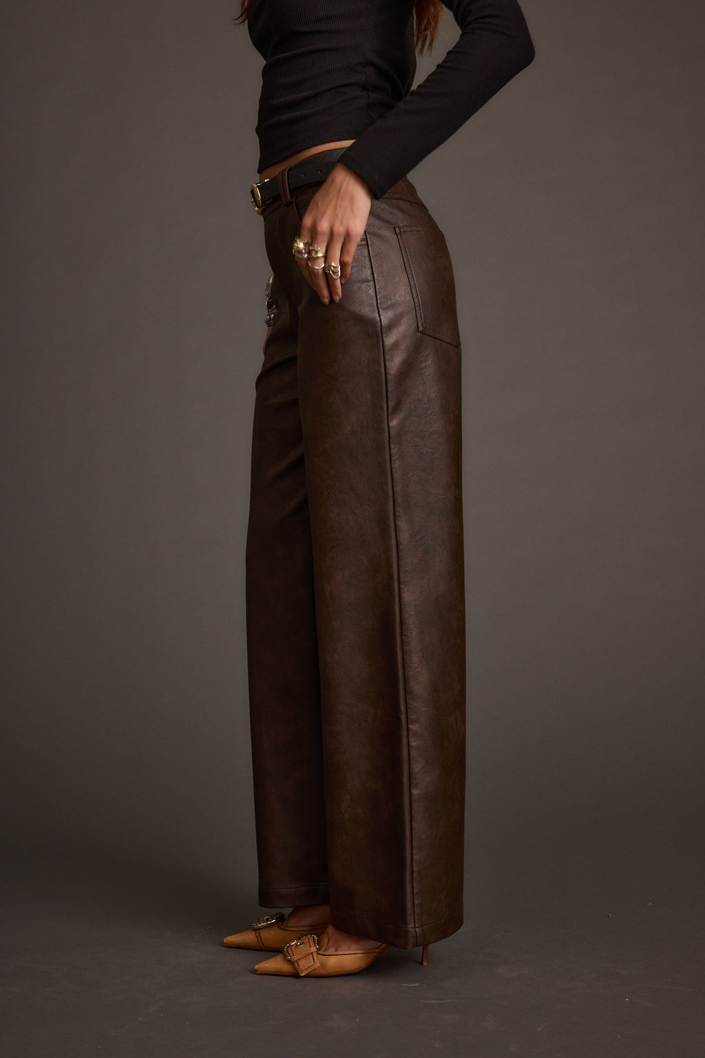 Kennedy Espresso Vegan Leather Pants