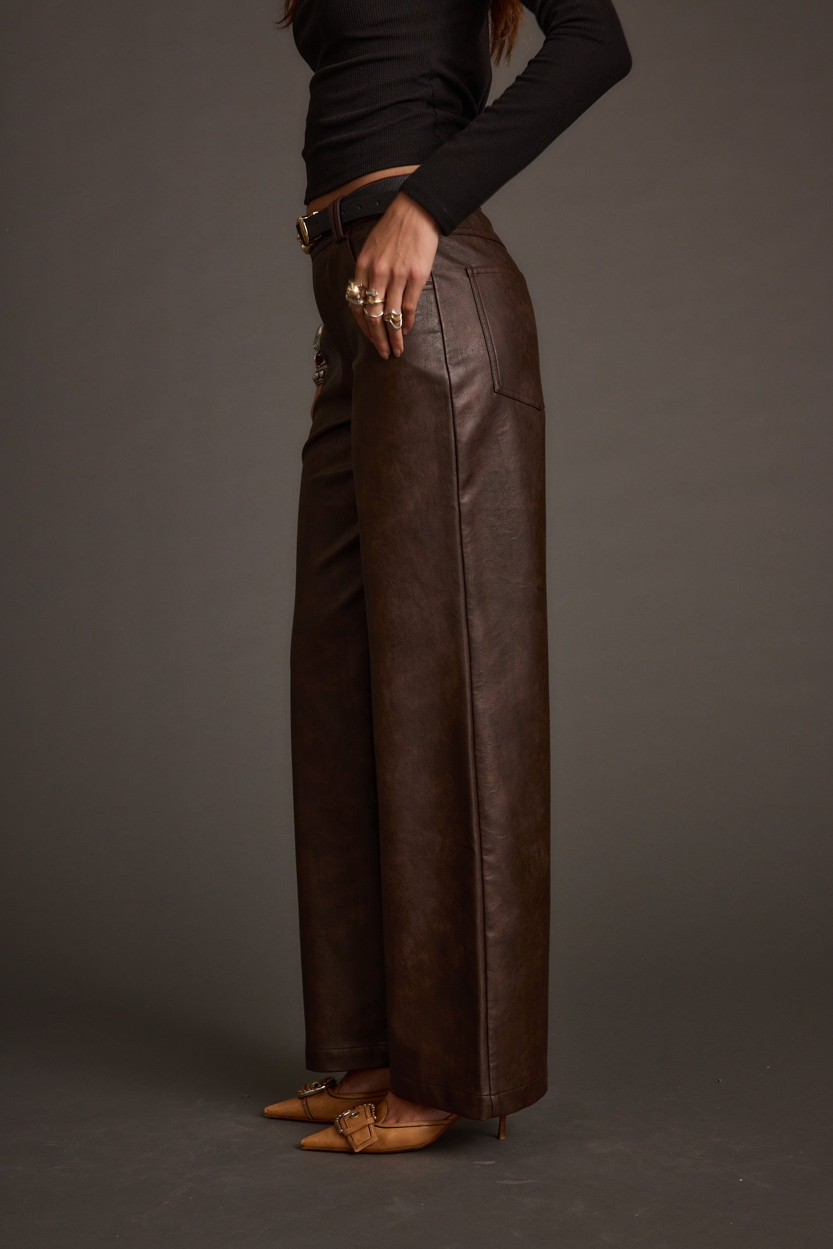 Kennedy Espresso Vegan Leather Pants