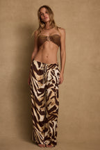 Clear Breeze Mocha Zebra Satin Pants