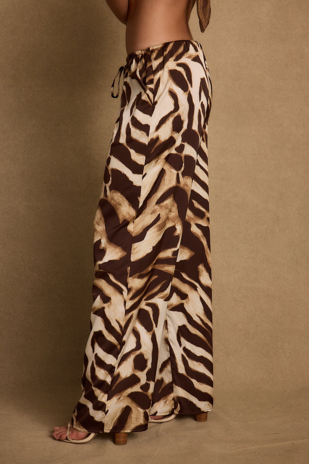 Clear Breeze Mocha Zebra Satin Pants