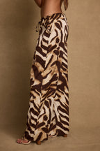 Clear Breeze Mocha Zebra Satin Pants