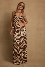 Clear Breeze Mocha Zebra Satin Pants