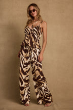 Clear Breeze Mocha Zebra Satin Pants