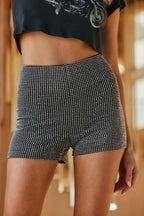 La Roux Black Rhinestone Hot Shorts