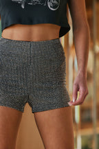 La Roux Black Rhinestone Hot Shorts
