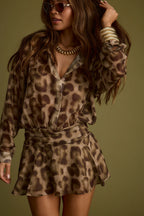 Lennox Leopard Drop Waist Micro Mini Dress