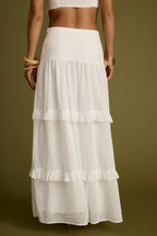 Liana White Low Rise Maxi Skirt