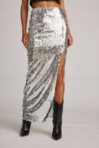 Liza Silver Maxi Skirt