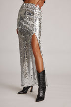 Liza Silver Maxi Skirt