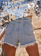 Love Thing Denim Rhinestone Shorts