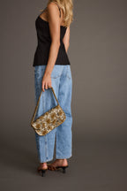 Lucy Brown Beaded Spotted Print Bag