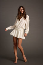 Lennox Ivory Drop Waist Micro Mini Dress