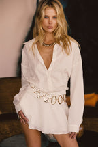 Lennox Ivory Drop Waist Micro Mini Dress