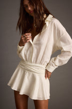 Lennox Ivory Drop Waist Micro Mini Dress