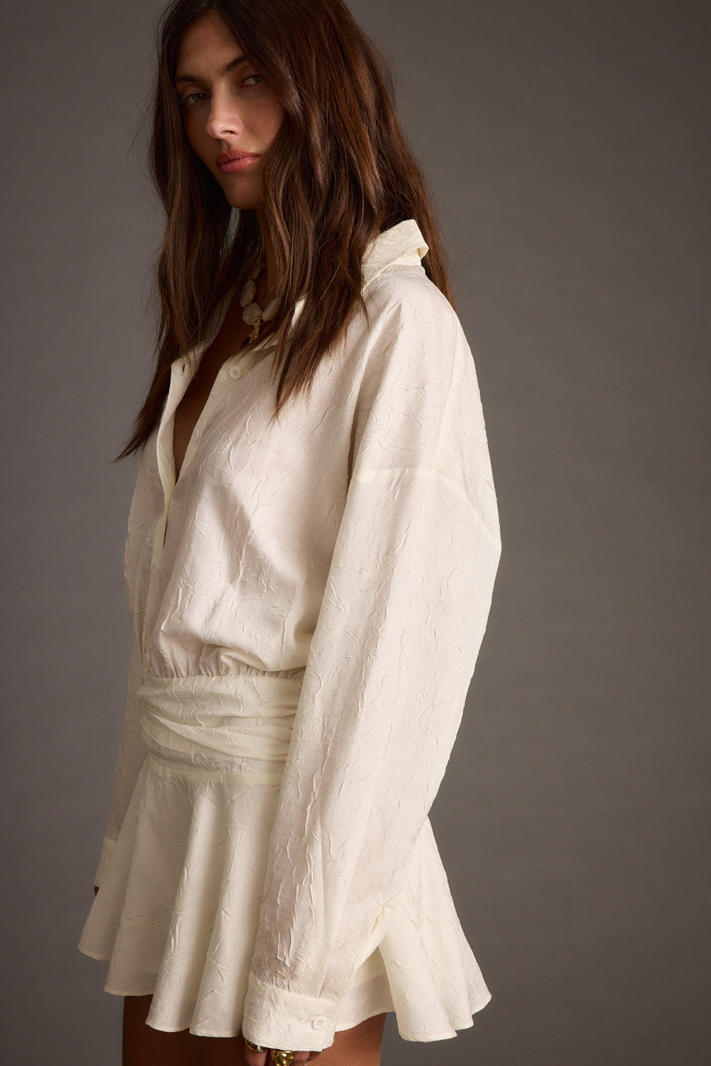 Lennox Ivory Drop Waist Micro Mini Dress