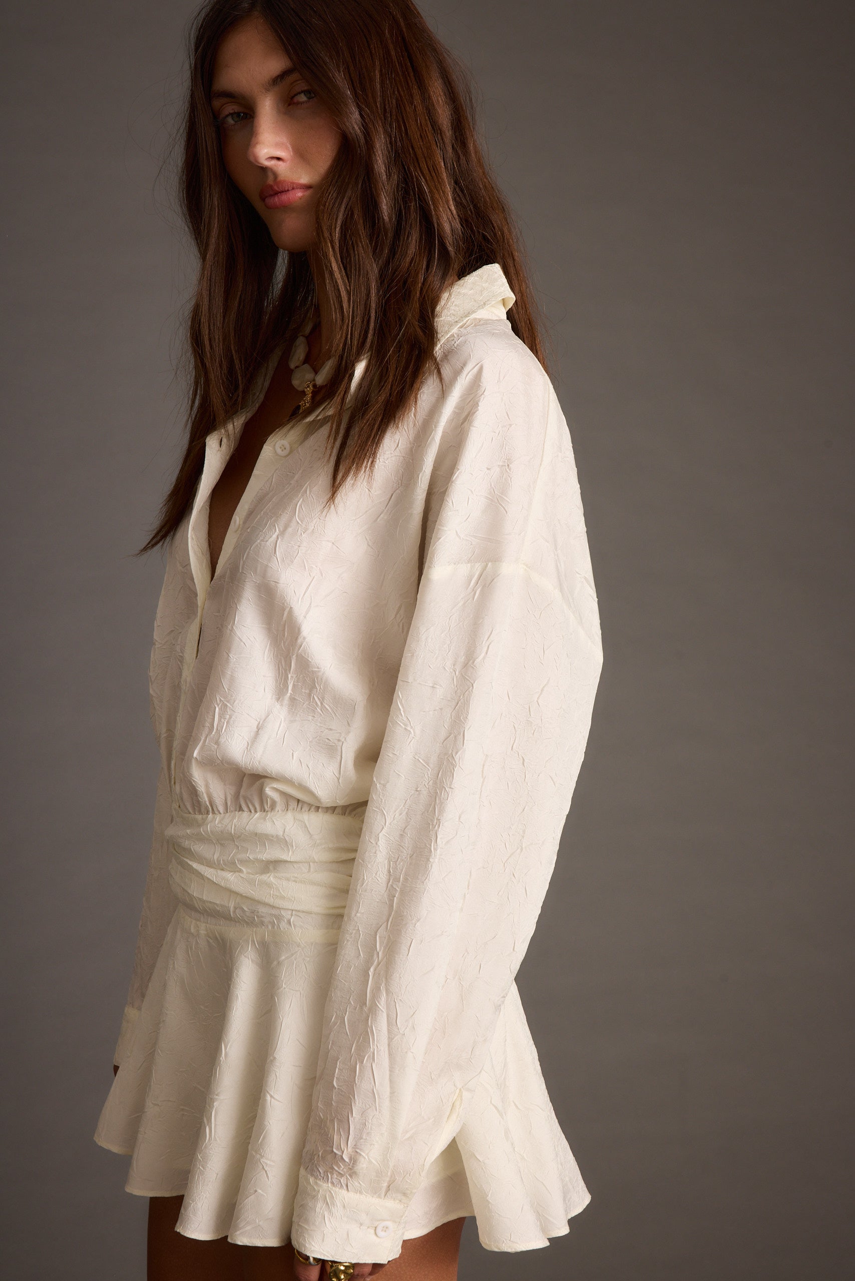 Lennox Ivory Drop Waist Micro Mini Dress