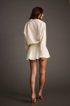 Lennox Ivory Drop Waist Micro Mini Dress