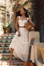 Liana White Low Rise Maxi Skirt