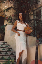 Liana White Low Rise Maxi Skirt